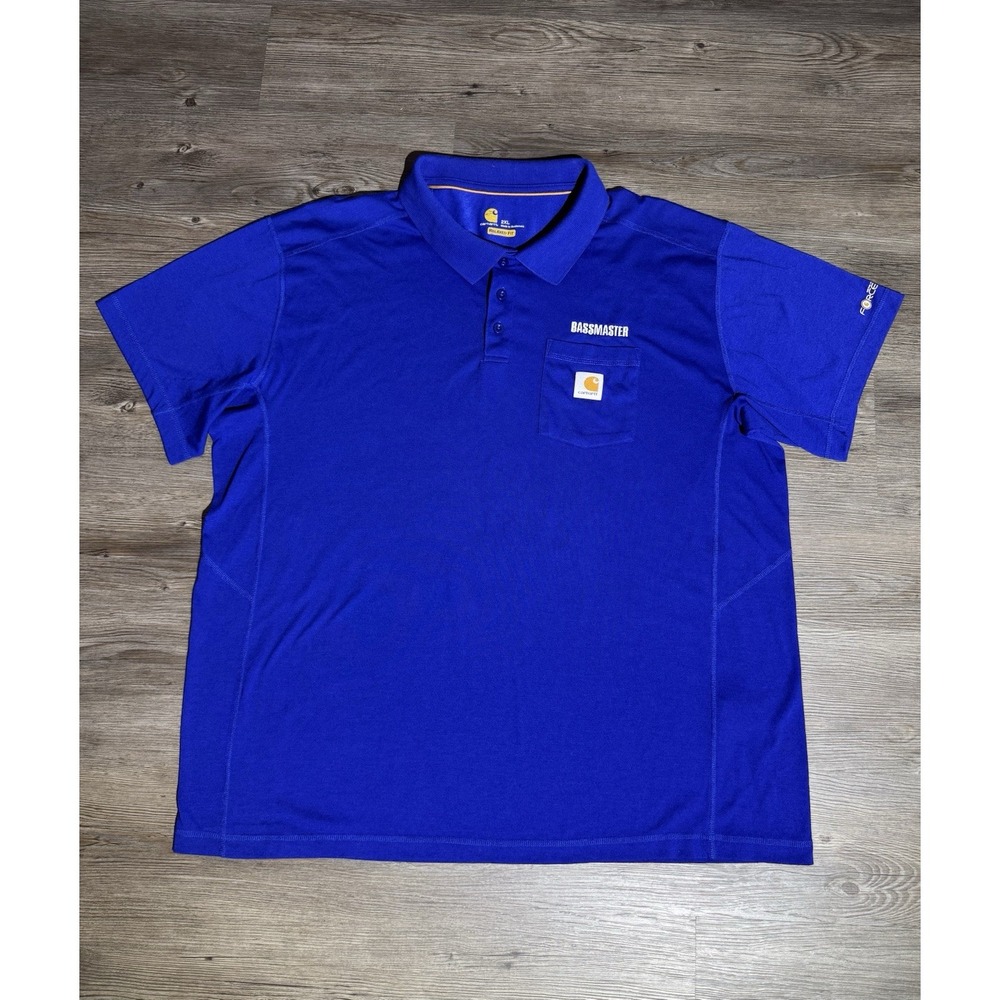 Carhartt Force Bassmaster Polo  Men's 2XL Relaxed Fit Blue Pocket performance